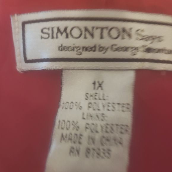 Plus Size Red Women's Jacket, Simonton Says - Picture 2 of 8